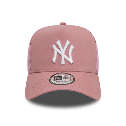 Gorra Trucker A-Frame MLB League Essential New York Yankees de New Era - Rosa Oscuro-Blanco