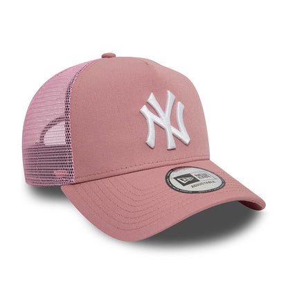 Gorra Trucker A-Frame MLB League Essential New York Yankees de New Era - Rosa Oscuro-Blanco
