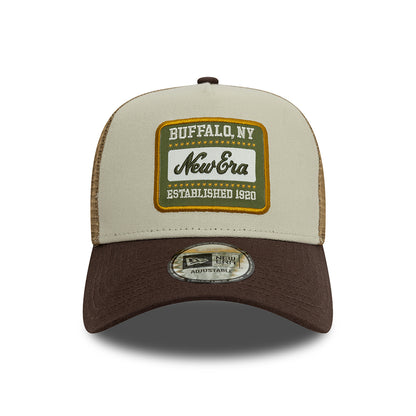 Gorra Trucker A-Frame - NE Patch Canvas de New Era - Piedra-Marrón