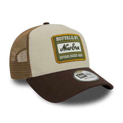Gorra Trucker A-Frame - NE Patch Canvas de New Era - Piedra-Marrón