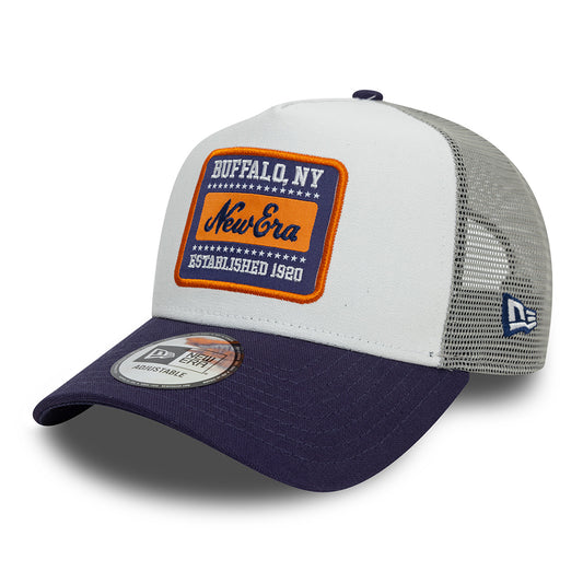 Gorra Trucker A-Frame - NE Patch Canvas de New Era - Blanco-Tinta