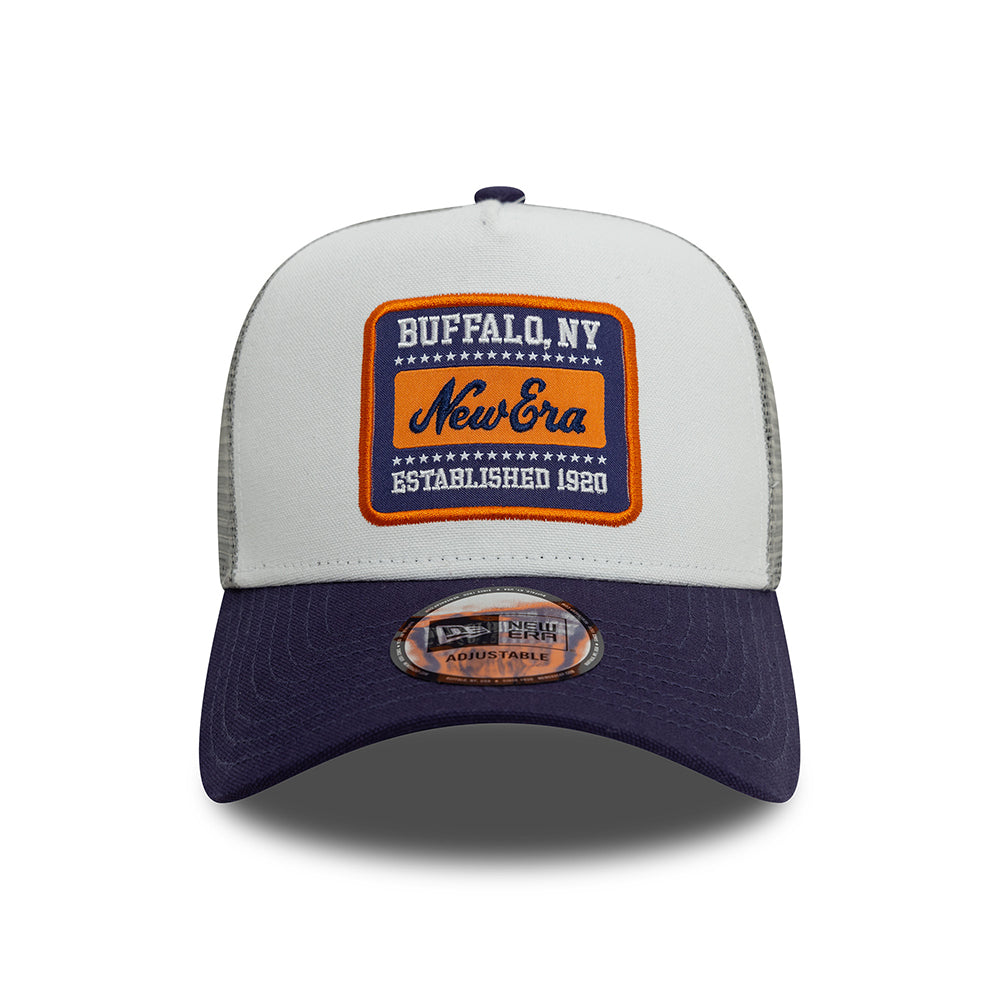 Gorra Trucker A-Frame - NE Patch Canvas de New Era - Blanco-Tinta