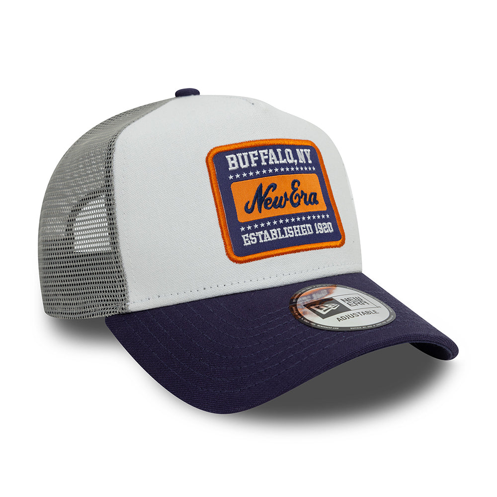 Gorra Trucker A-Frame - NE Patch Canvas de New Era - Blanco-Tinta