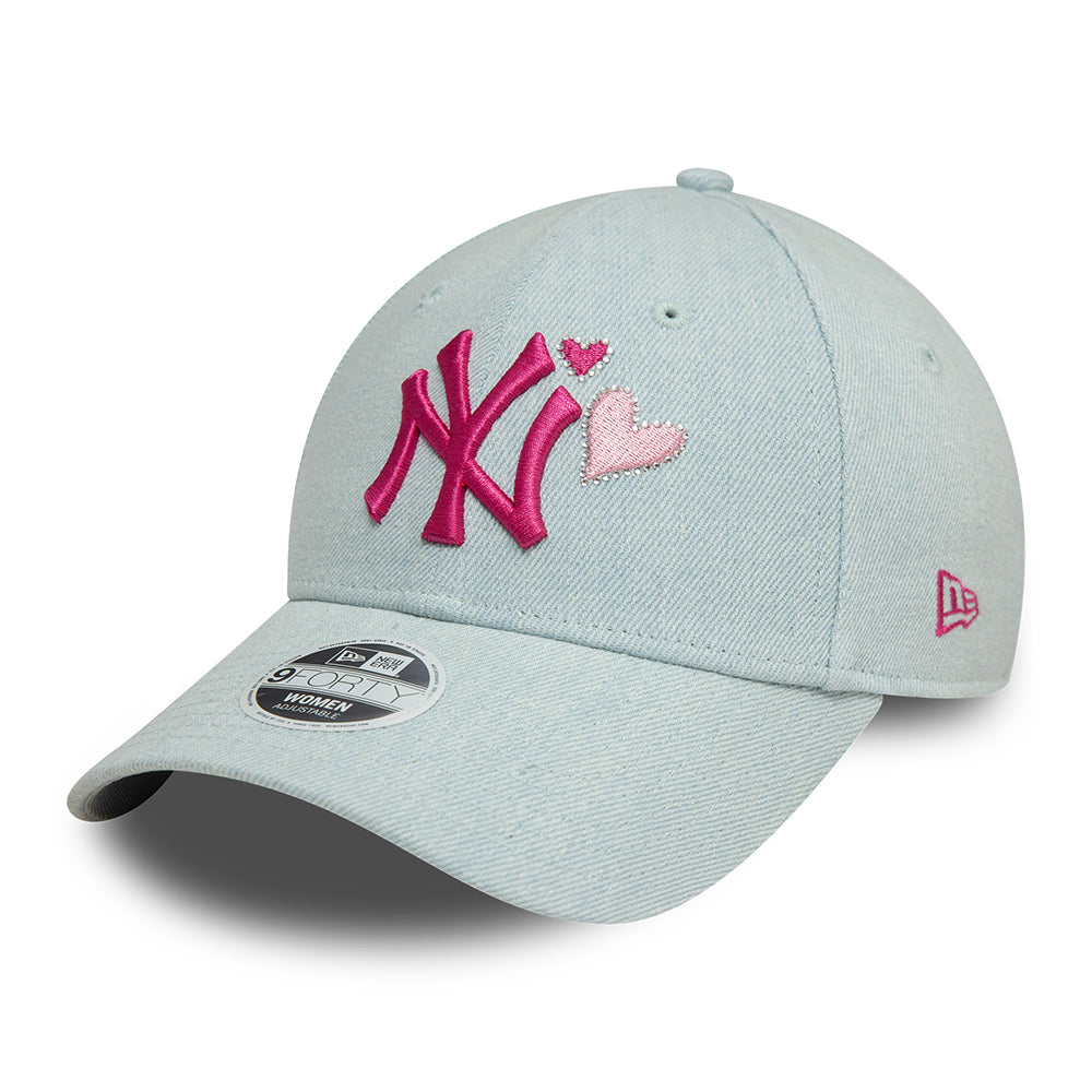 Gorra de béisbol 9FORTY - MLB Denim Icon New York Yankees de New Era - Azul Claro-Rosa