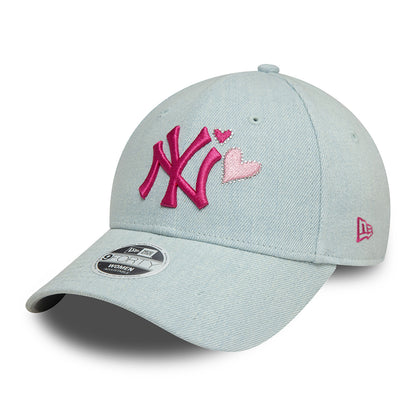Gorra de béisbol 9FORTY - MLB Denim Icon New York Yankees de New Era - Azul Claro-Rosa