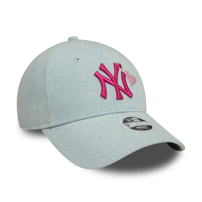 Gorra de béisbol 9FORTY - MLB Denim Icon New York Yankees de New Era - Azul Claro-Rosa