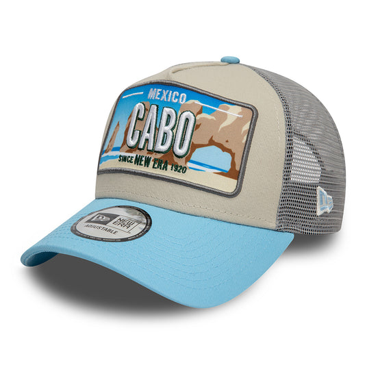 Gorra de camionero A-Frame License Plate de Cabo de New Era - Piedra-Azul Cielo