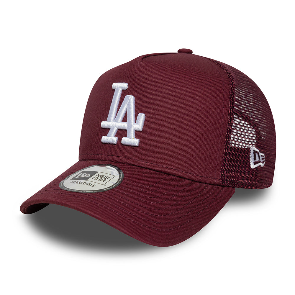 Gorra de camionero A-Frame MLB League Essential L.A. Dodgers de New Era - Burdeos-Blanco