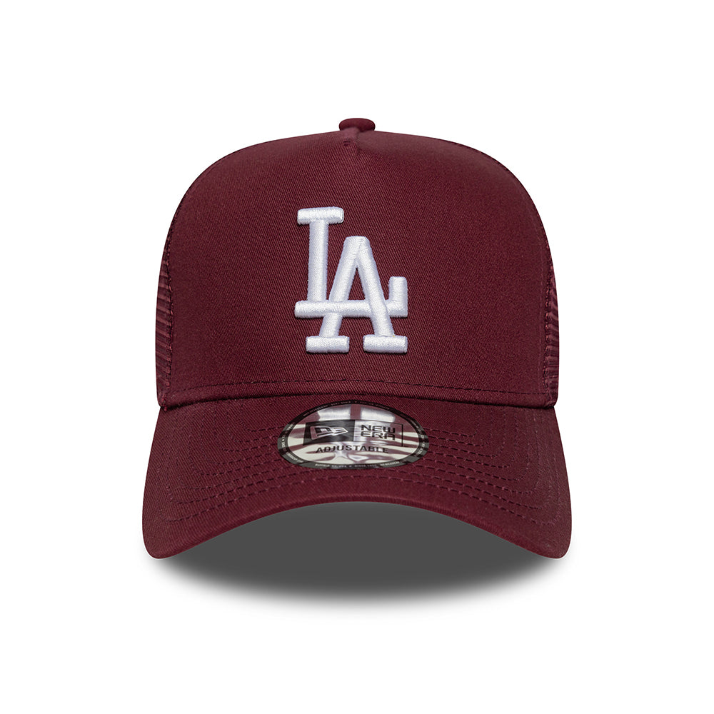 Gorra de camionero A-Frame MLB League Essential L.A. Dodgers de New Era - Burdeos-Blanco
