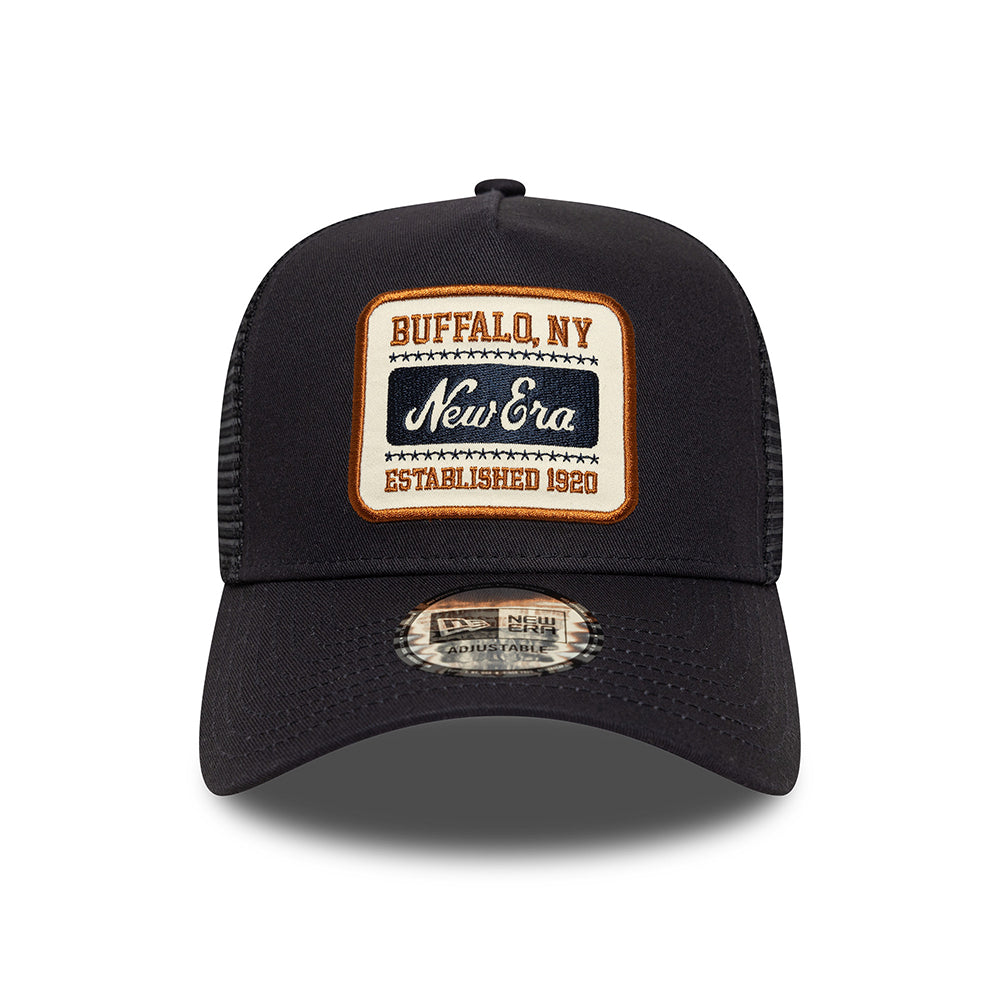 Gorra de camionero A-Frame con parche NE de New Era - Azul Marino