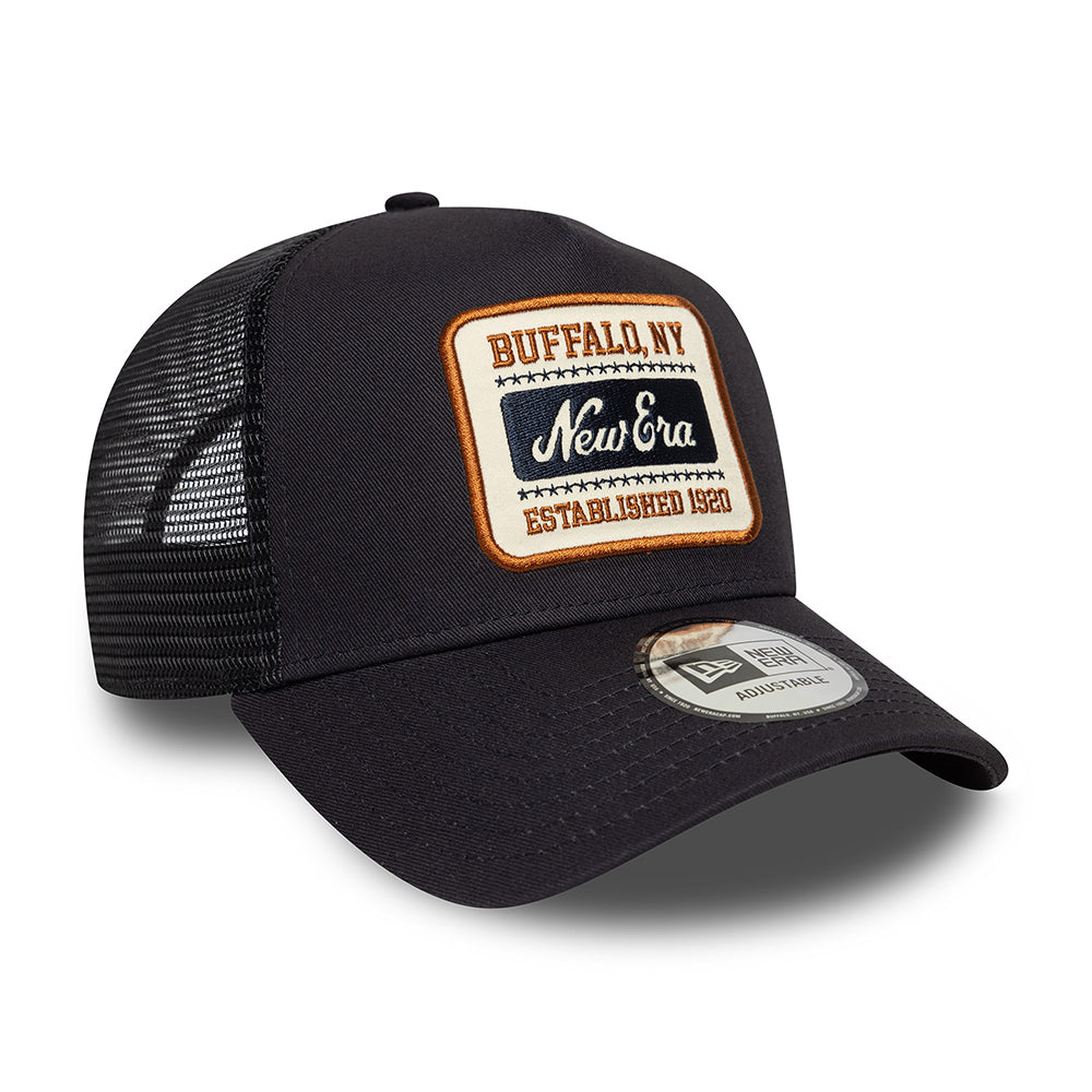 Gorra de camionero A-Frame con parche NE de New Era - Azul Marino