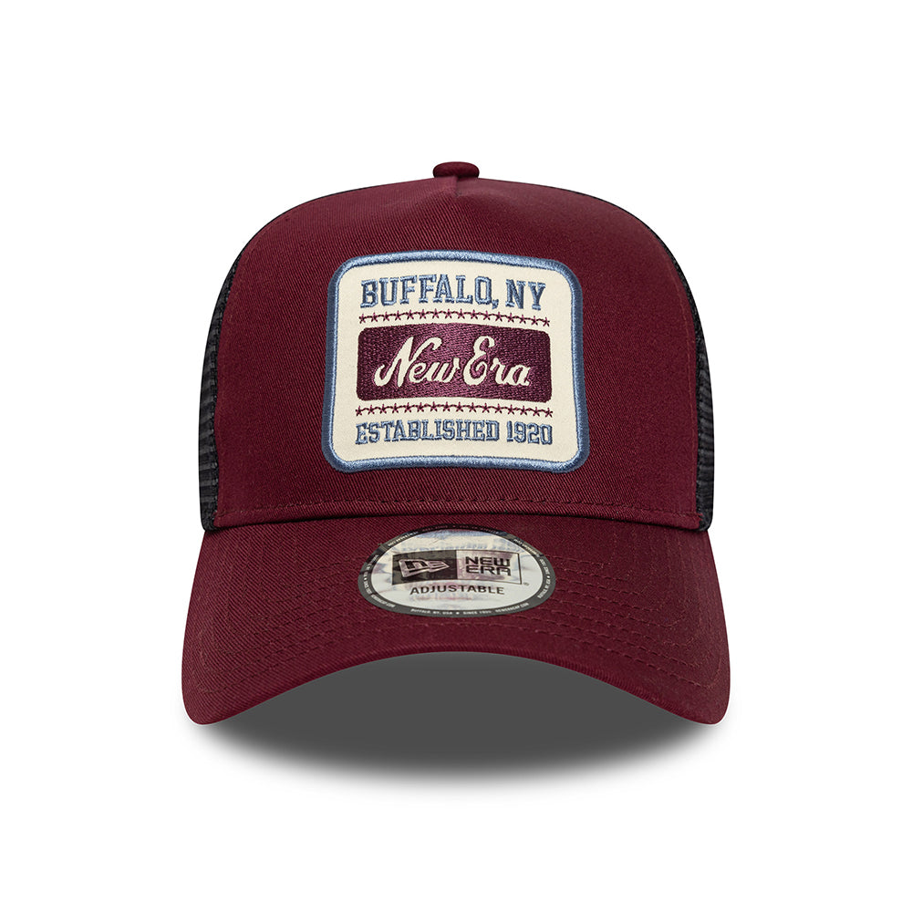 Gorra de camionero A-Frame con parche NE de New Era - Burdeos