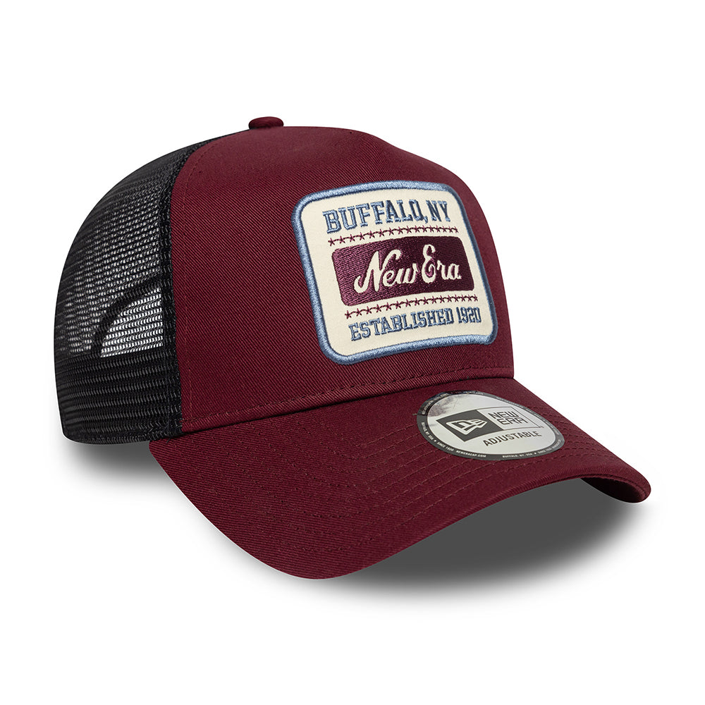 Gorra de camionero A-Frame con parche NE de New Era - Burdeos