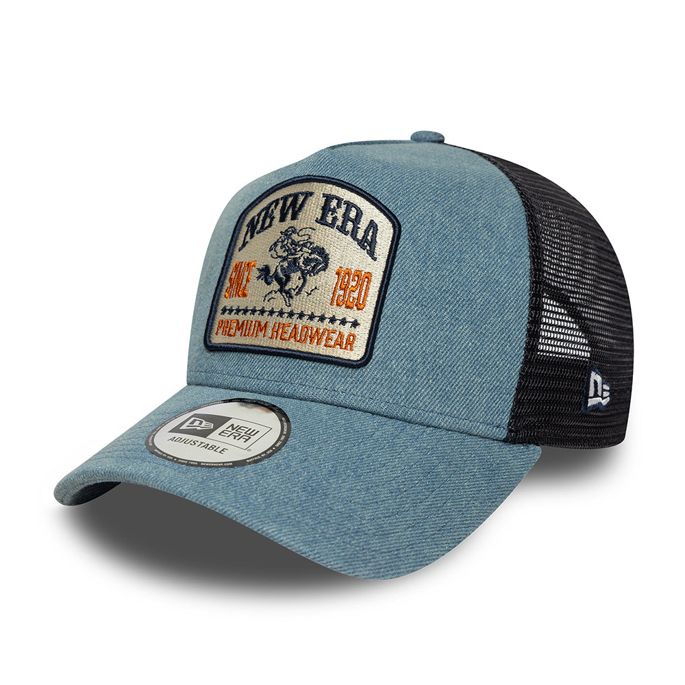 Gorra de camionero A-Frame NE Denim Patch de New Era - Azul Marino