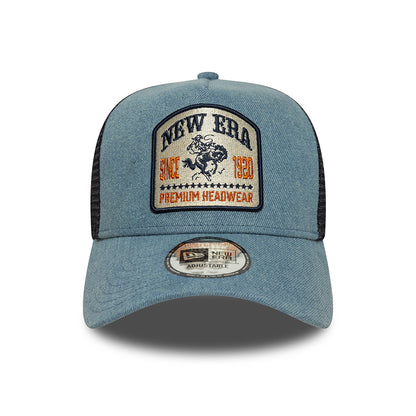 Gorra de camionero A-Frame NE Denim Patch de New Era - Azul Marino