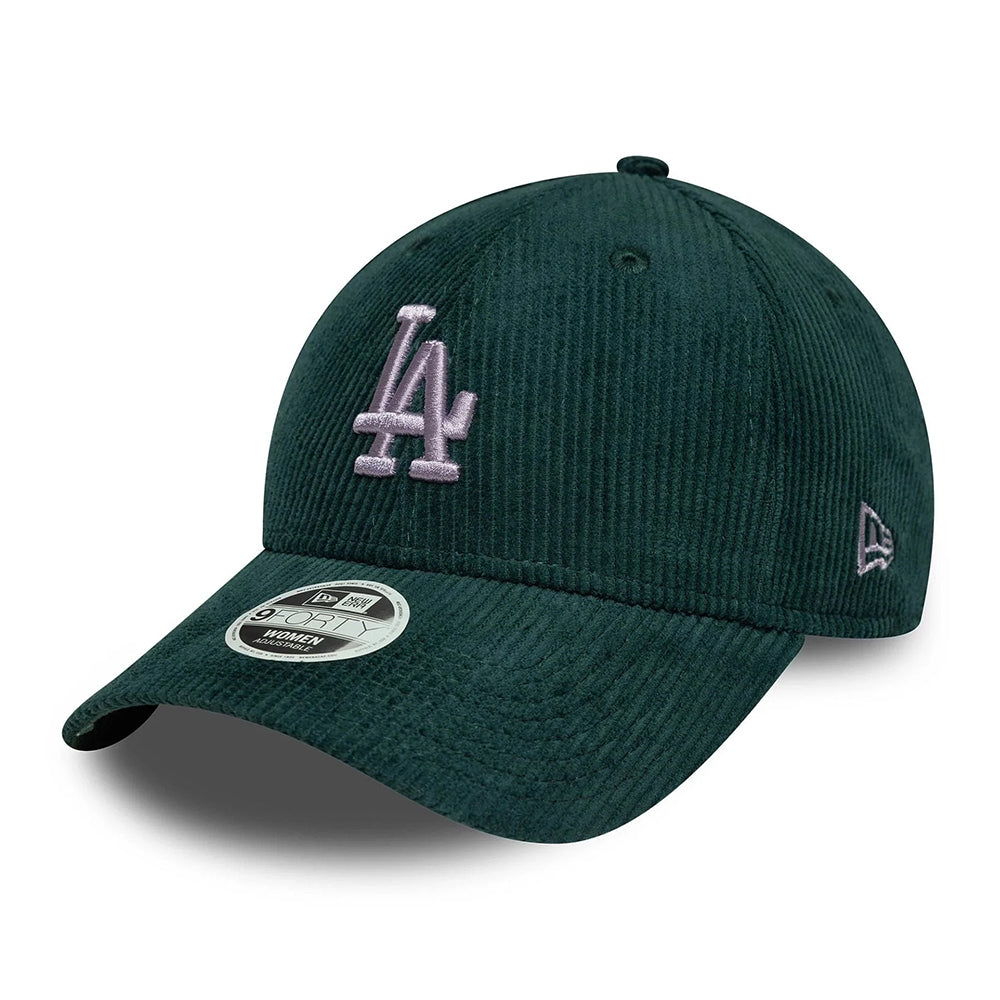 Gorra de béisbol 9FORTY MLB Cord L.A. Dodgers para mujeres de New Era - Verde Oscuro-Lavanda