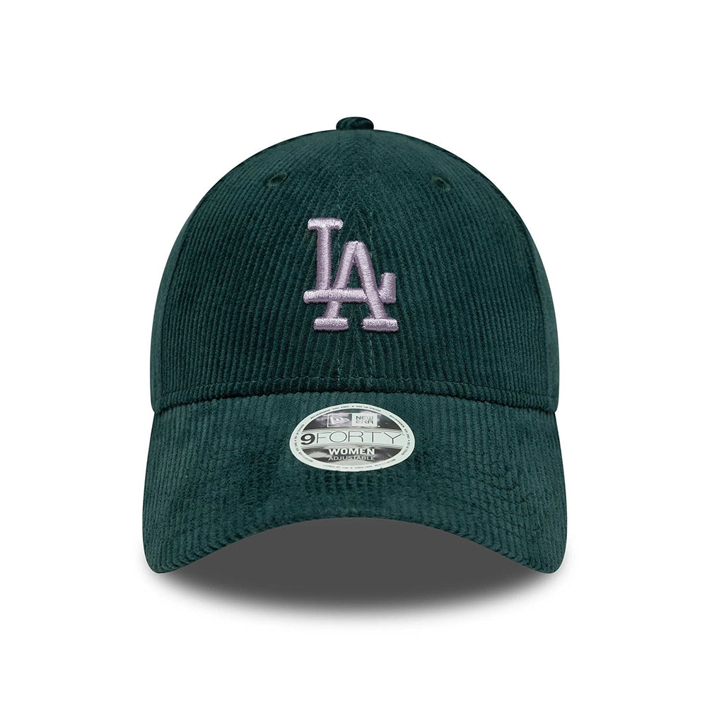 Gorra de béisbol 9FORTY MLB Cord L.A. Dodgers para mujeres de New Era - Verde Oscuro-Lavanda