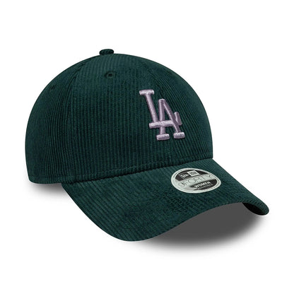 Gorra de béisbol 9FORTY MLB Cord L.A. Dodgers para mujeres de New Era - Verde Oscuro-Lavanda