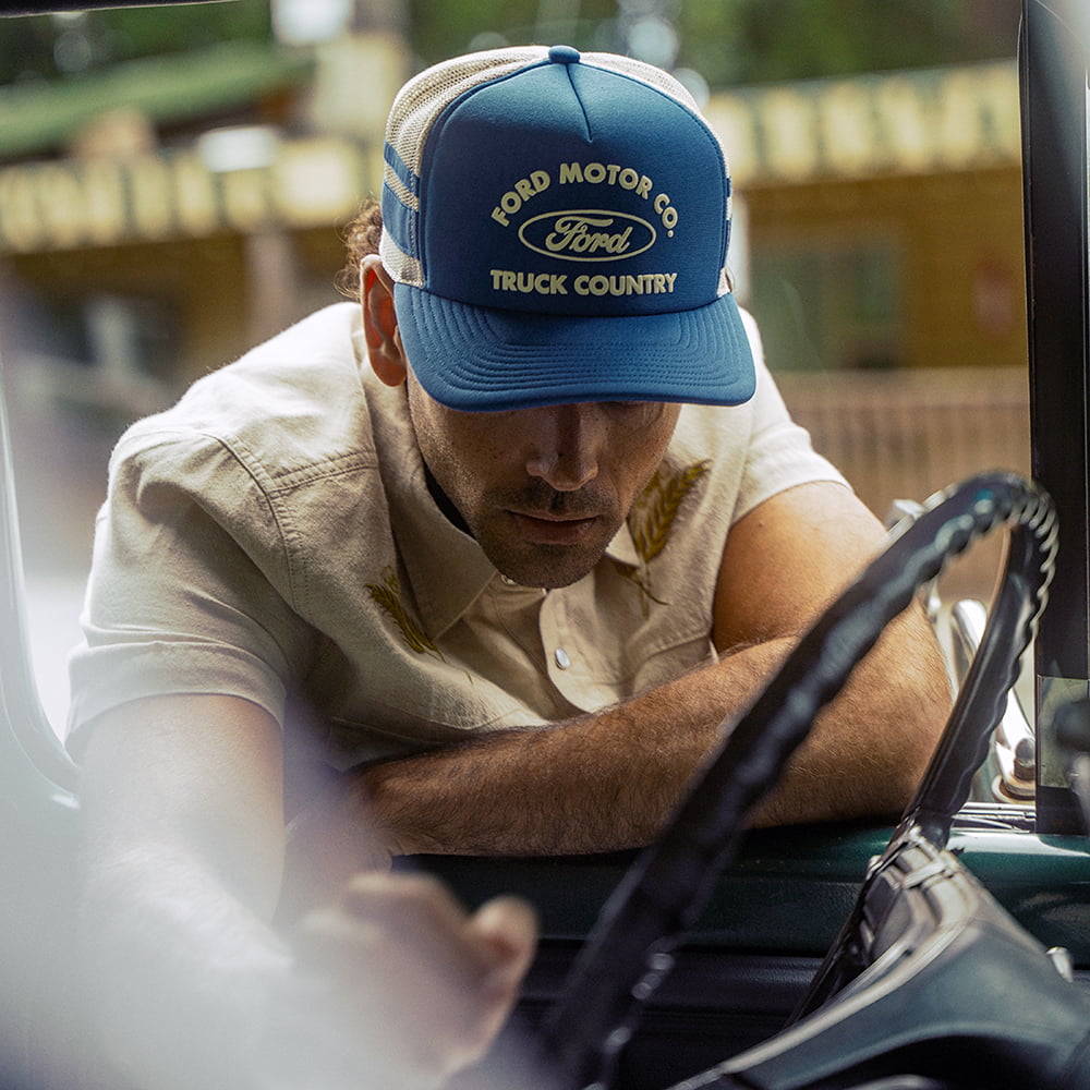 Gorra de camionero Ford Built Tough MP de Brixton - Azul-Blanco
