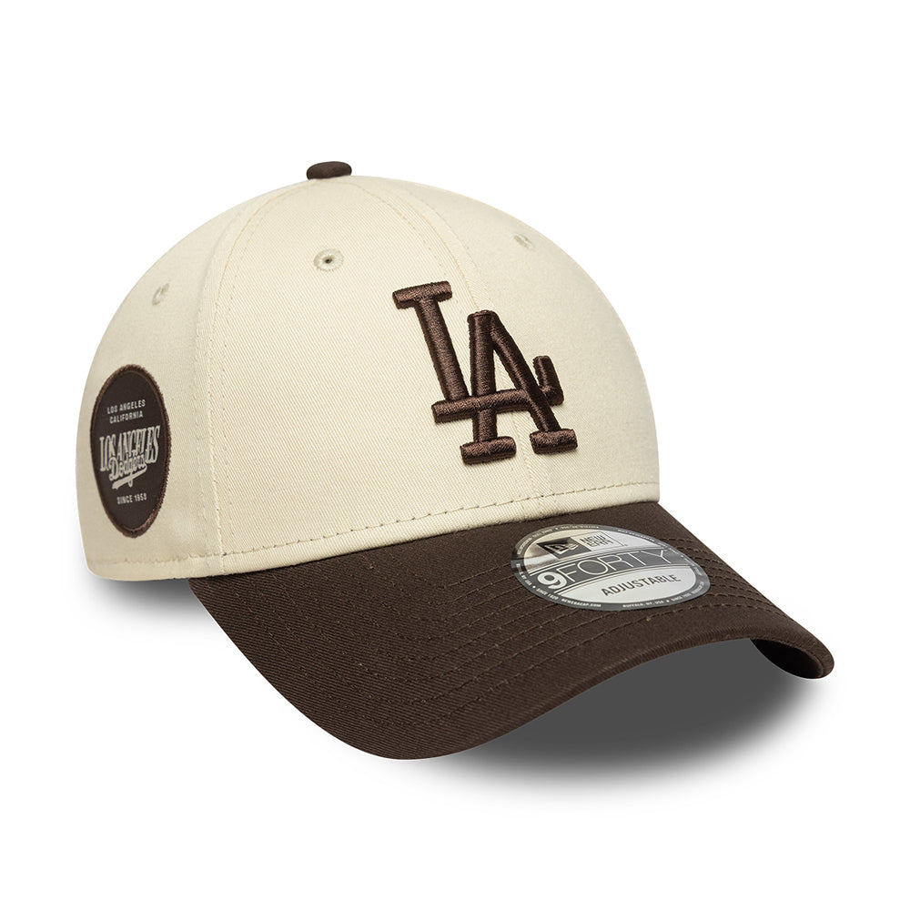 Gorra de béisbol 9FORTY MLB Side Patch L.A. Dodgers de New Era - Crema-Marrón