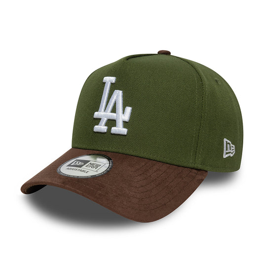 Gorra Snapback 9FORTY A-Frame MLB Suede Visor L.A. Dodgers de New Era - Musgo-Marrón