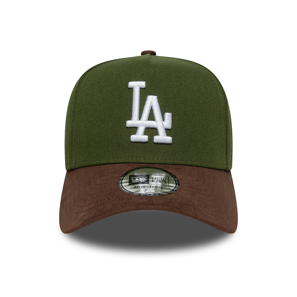 Gorra Snapback 9FORTY A-Frame MLB Suede Visor L.A. Dodgers de New Era - Musgo-Marrón