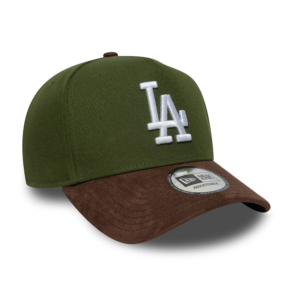 Gorra Snapback 9FORTY A-Frame MLB Suede Visor L.A. Dodgers de New Era - Musgo-Marrón