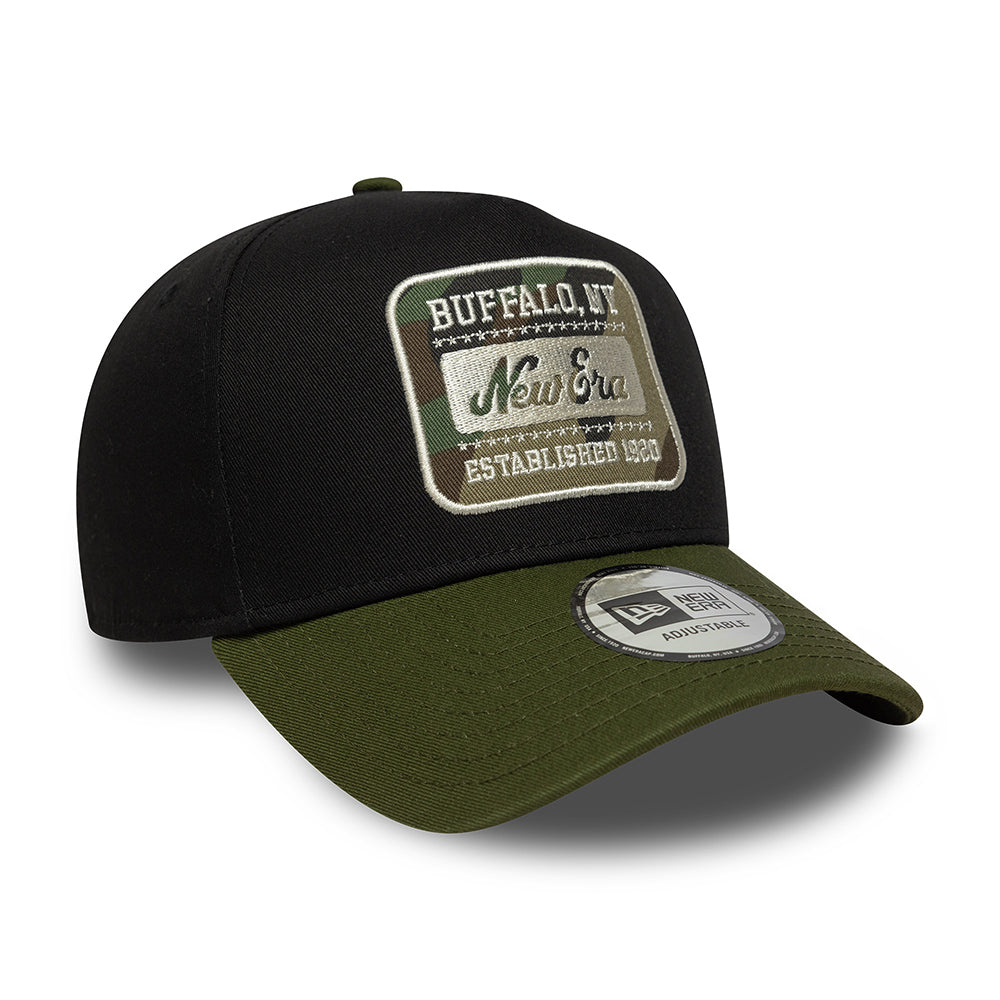 Gorra Snapback 9FORTY A-Frame NE Camo Patch de New Era - Negro-Verde Musgo