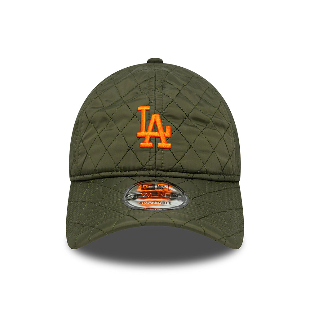 Gorra de béisbol 9TWENTY MLB Quilted L.A. Dodgers de New Era - Verde Musgo-Naranja