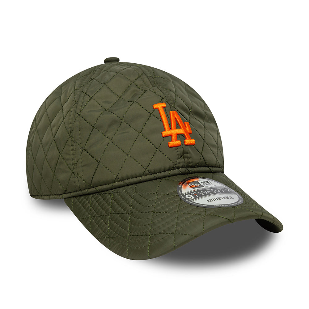 Gorra de béisbol 9TWENTY MLB Quilted L.A. Dodgers de New Era - Verde Musgo-Naranja