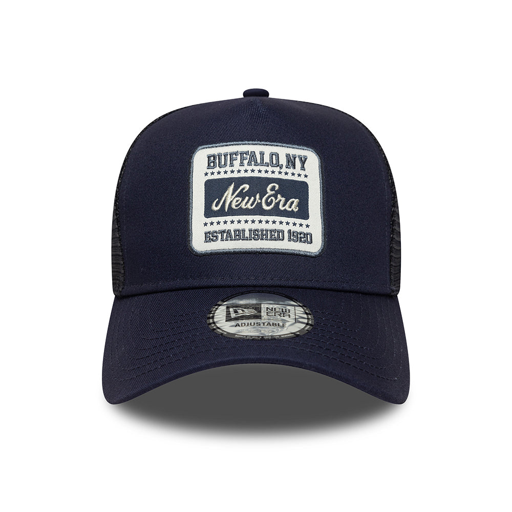 Gorra de camionero A-Frame con parche NE de New Era - Azul Marino