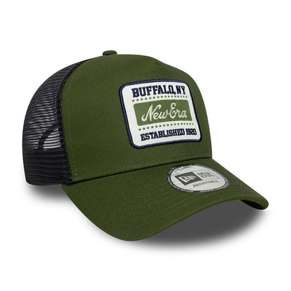 Gorra de camionero A-Frame con parche NE de New Era - Verde Musgo