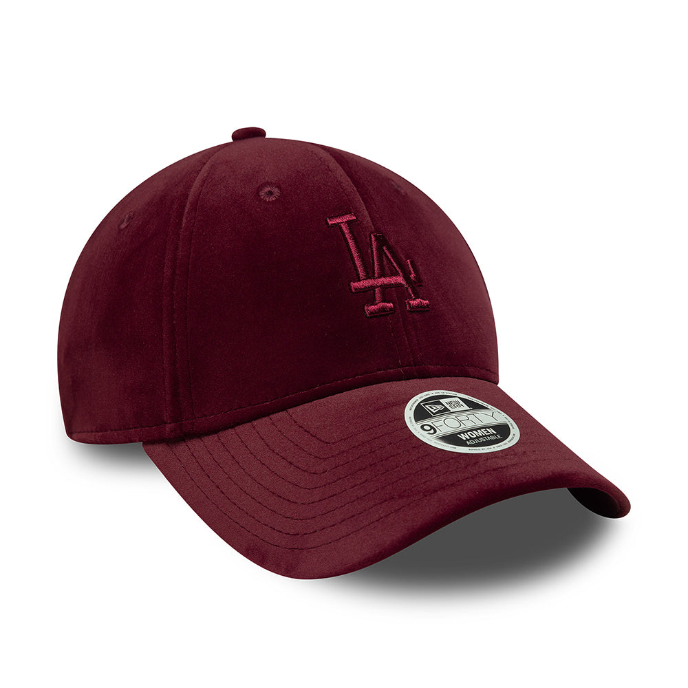Gorra de béisbol 9FORTY MLB Velour Midi L.A. Dodgers para mujeres de New Era - Burdeos