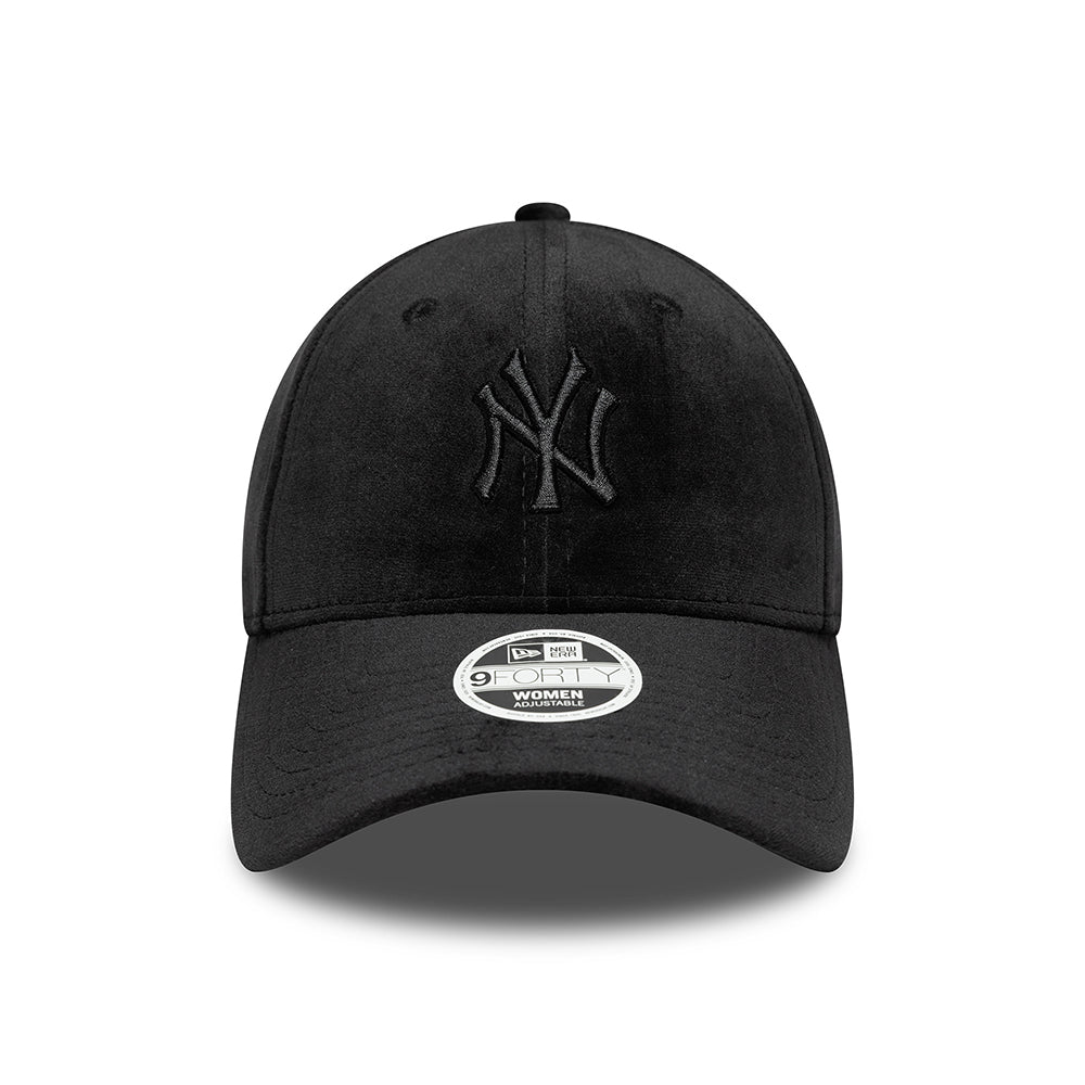 Gorra de béisbol 9FORTY MLB Velour Midi New York Yankees para mujeres de New Era - Negro sobre Negro