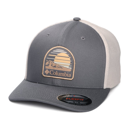Gorra de camionero Peaceful Perspective Flexfit de Columbia - Gris Oscuro-Piedra