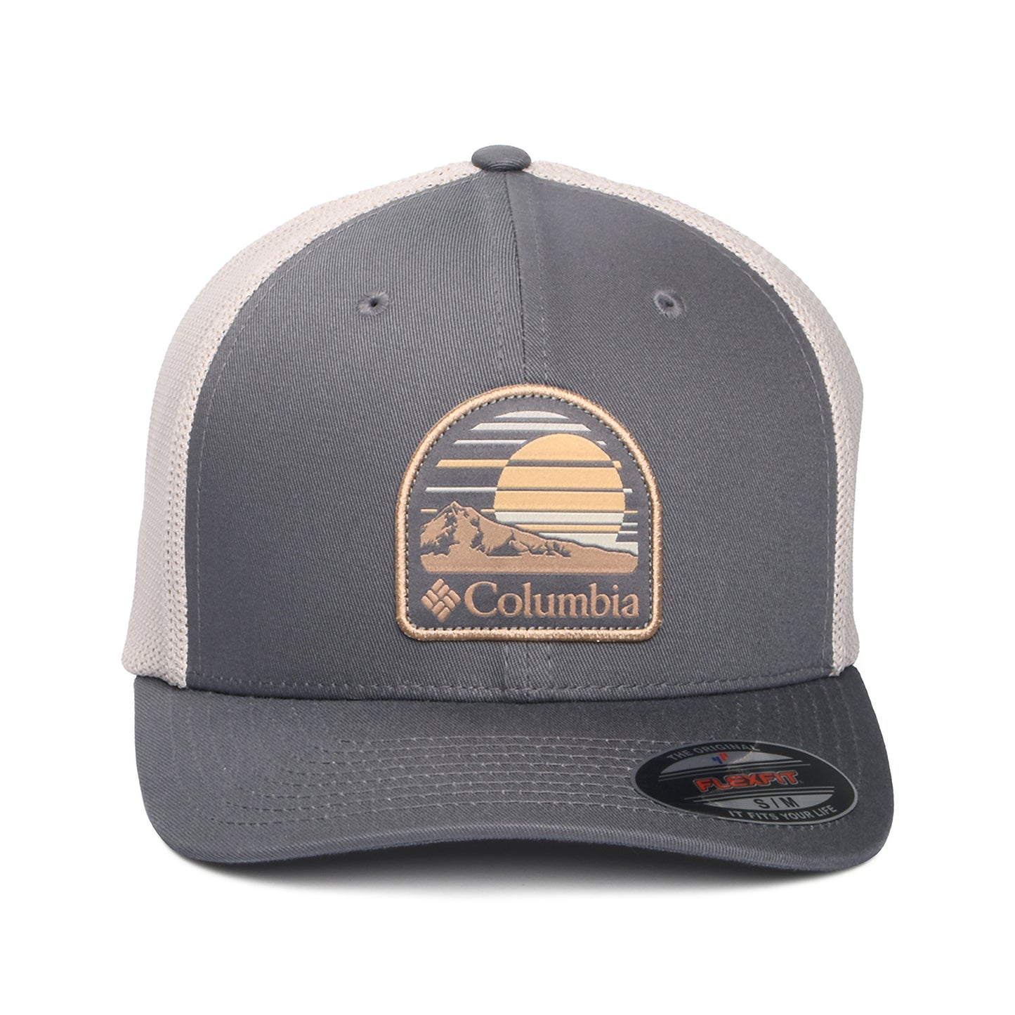 Gorra de camionero Peaceful Perspective Flexfit de Columbia - Gris Oscuro-Piedra