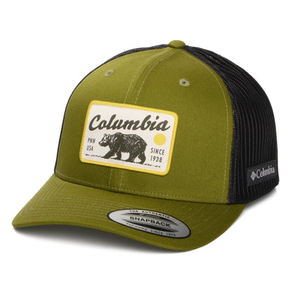 Gorra de camionero Pacific Northwest Bear Mesh de Columbia - Verde Musgo-Negro