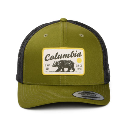 Gorra de camionero Pacific Northwest Bear Mesh de Columbia - Verde Musgo-Negro