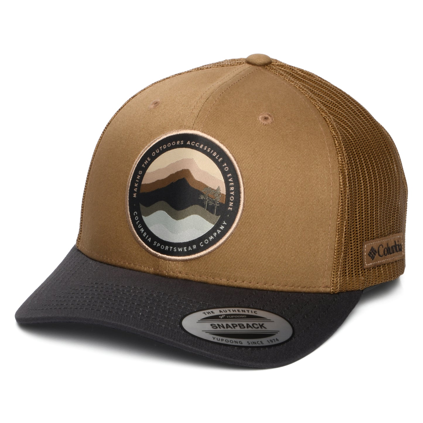 Gorra de camionero paisaje circular de malla de Columbia - Arena del Desierto-Antracita