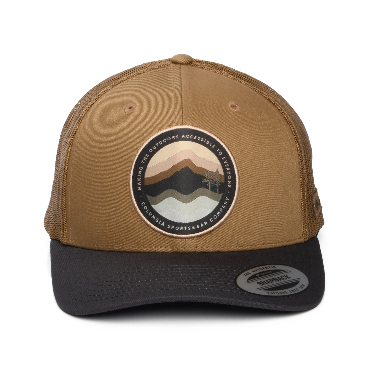 Gorra de camionero paisaje circular de malla de Columbia - Arena del Desierto-Antracita