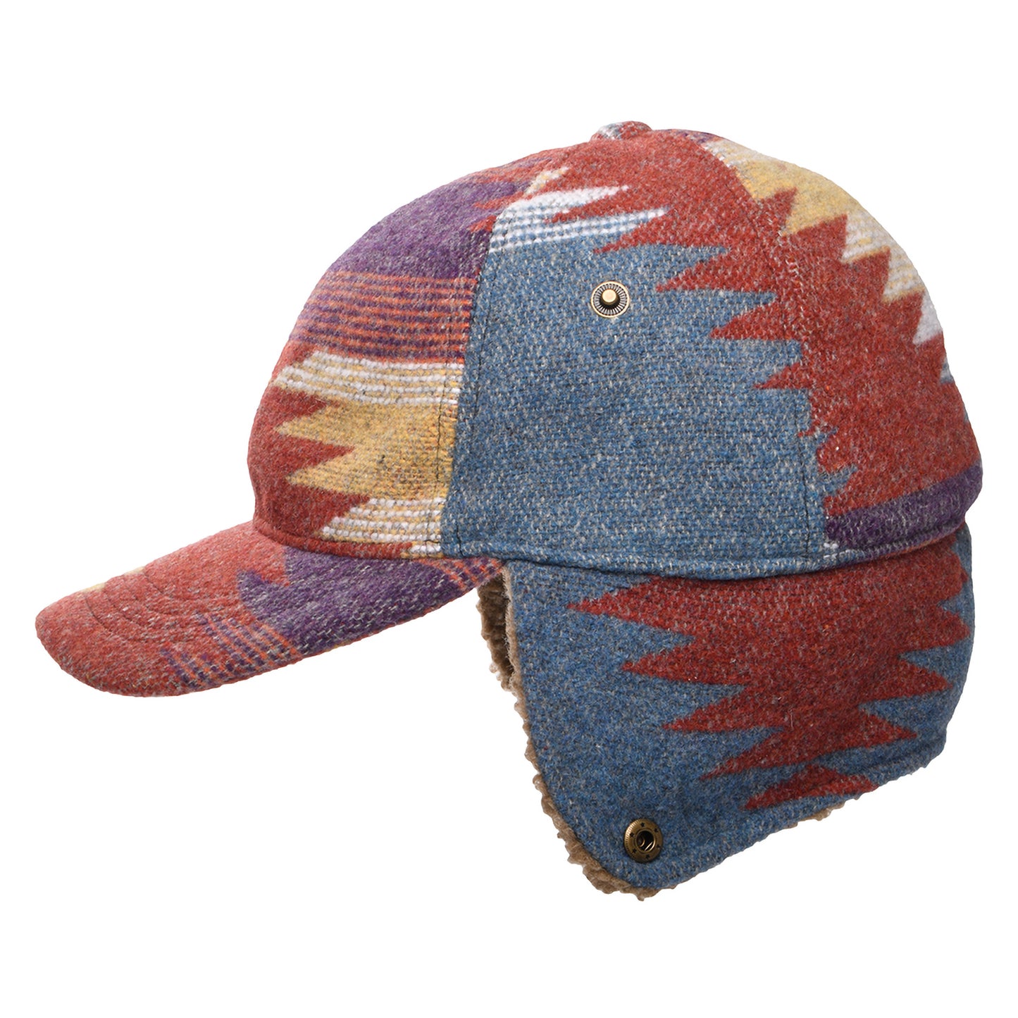 Gorra de béisbol Sapos estampado azteca con orejeras de Scala - Rojo Multi