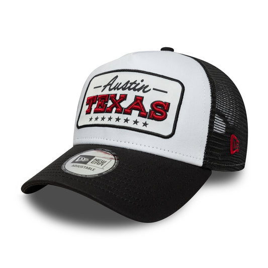Gorra de camionero A-Frame - Location Patch de New Era - Blanco-Negro