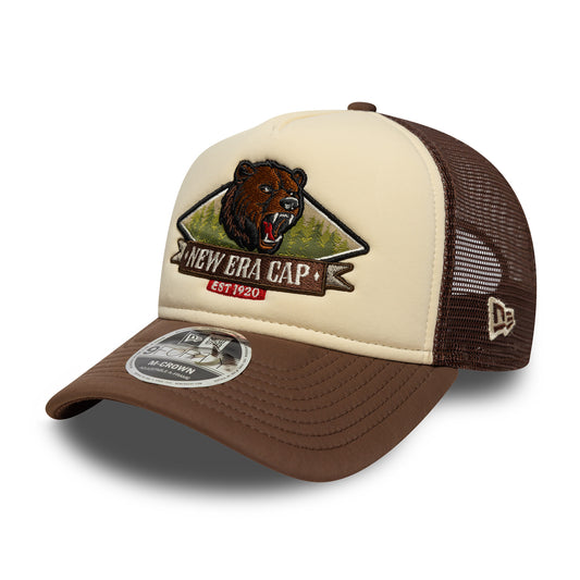 Gorra de camionero 9FORTY M-Crown A-Frame - NE Graphic de New Era - Crema-Chocolate