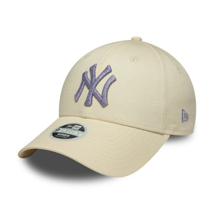Gorra de béisbol 9FORTY MLB Metallic Logo New York Yankees de New Era - Crema-Lavanda