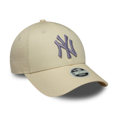 Gorra de béisbol 9FORTY MLB Metallic Logo New York Yankees de New Era - Crema-Lavanda