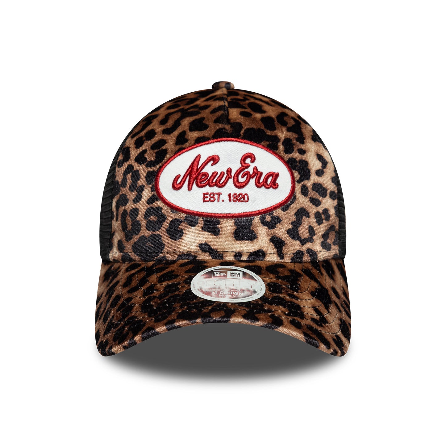 Gorra de camionero 9FORTY M-Crown A-Frame NE Leopard de New Era - Marrón Claro-Negro