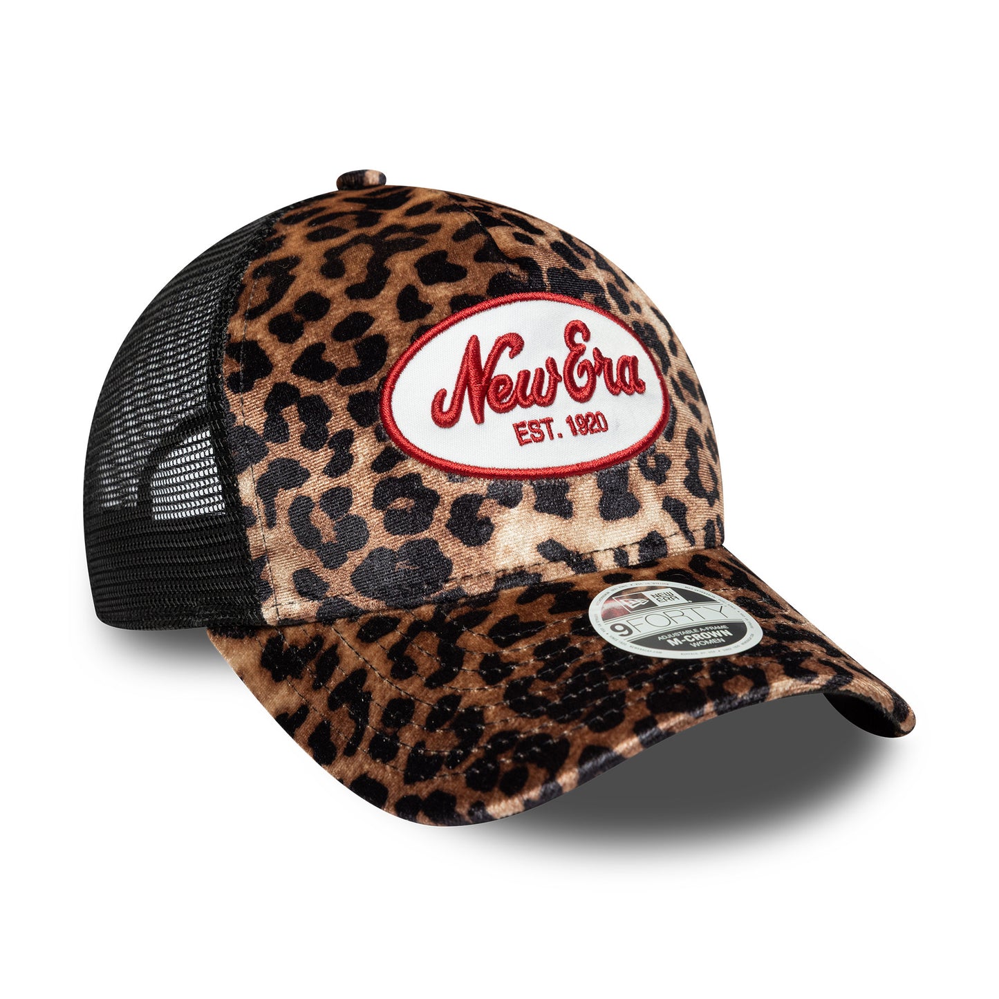 Gorra de camionero 9FORTY M-Crown A-Frame NE Leopard de New Era - Marrón Claro-Negro