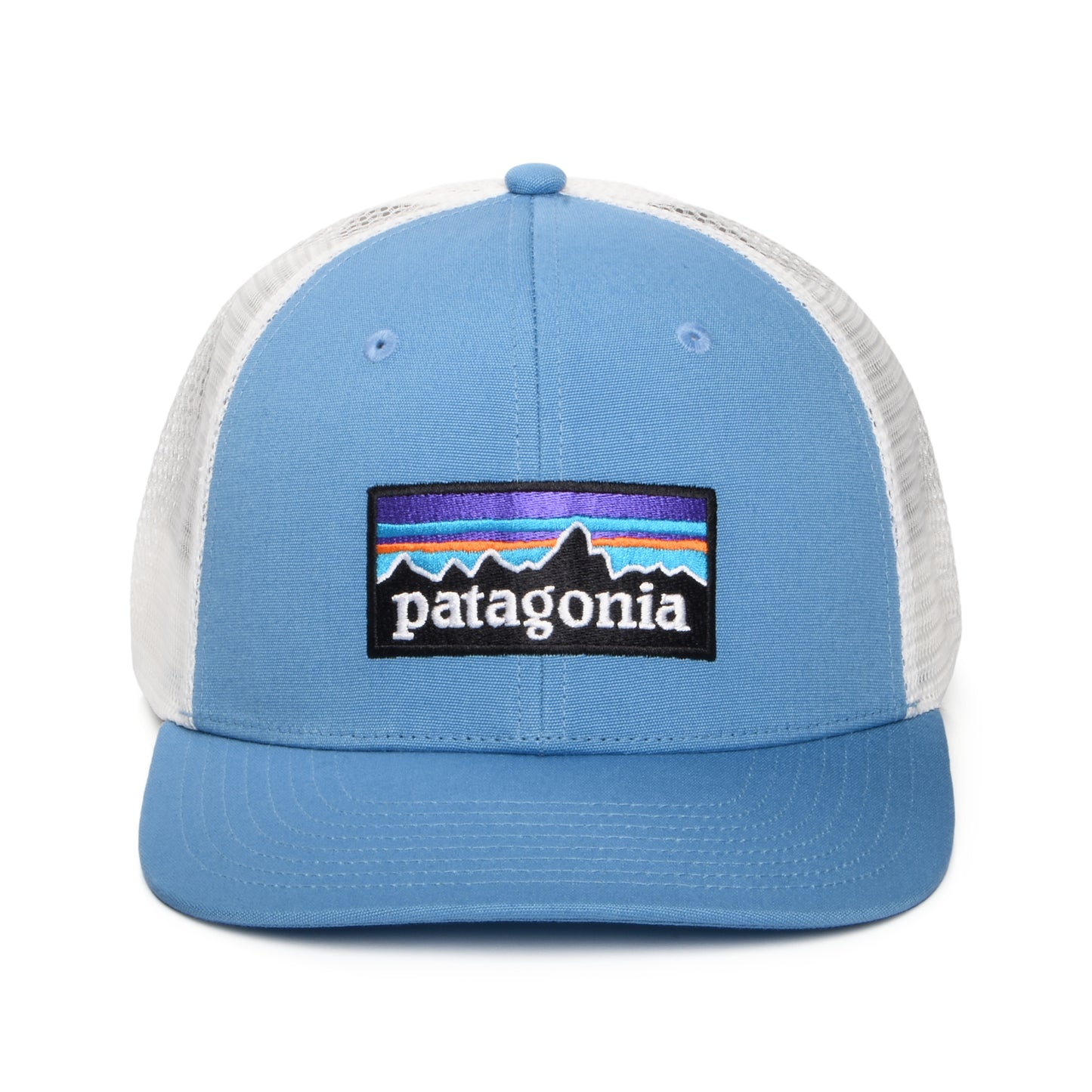 Gorra de camionero P-6 Logo de algodón orgánico de Patagonia - Océano-Blanco