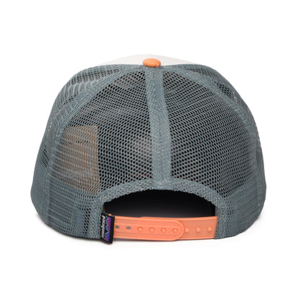 Gorra de camionero P-6 Logo LoPro de algodón orgánico de Patagonia - Blanco-Melocotón-Azul Pizarra