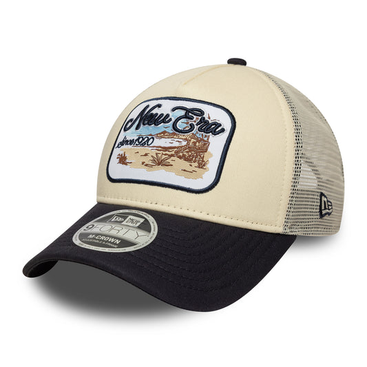 Gorra de camionero 9FORTY M-Crown A-Frame de New Era - Crema-Azul Marino